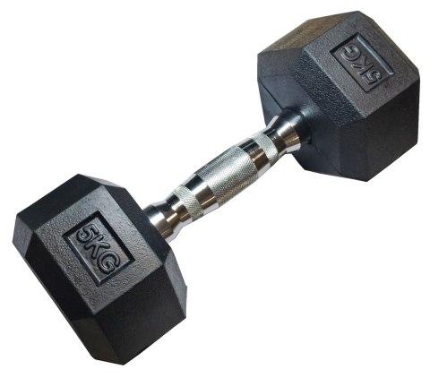 Hantla Jednoręczna Sześciokątna Gumowana Ciężarek Solidny KUBISPORT 5 kg