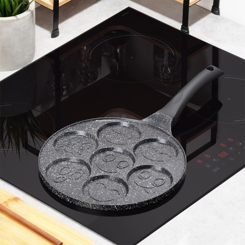 Patelnia do Jajek Granitowa 7 Otworów 26 cm VILDE Black Line Buzie Indukcja