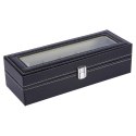 Pudełko Szkatułka na Zegarki Etui Czarne 6 Miejsc 305 x 11 x 8 cm VILDE
