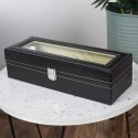 Pudełko Szkatułka na Zegarki Etui Czarne 6 Miejsc 305 x 11 x 8 cm VILDE