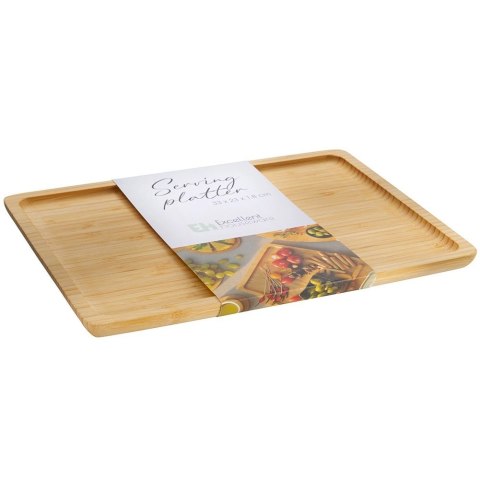 Taca Bambusowa do Serwowania Prostokątna 33 x 23 cm Drewniana