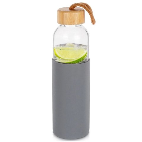 Butelka na Wodę VILDE Szklana 500 ml Silikonowy Pokrowiec Szary