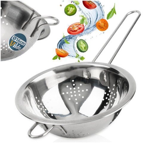 Cedzak Kuchenny Stalowy Durszlak z Uchwytami do Makaronu Warzyw ORION 16 cm