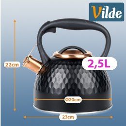 Czajnik Tradycyjny Stalowy z Gwizdkiem na Indukcję Gaz Czarny 2,5 L
