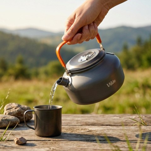 Czajnik Turystyczny Kempingowy Aluminiowy lekki na Gaz Palnik VILDE 700 ml