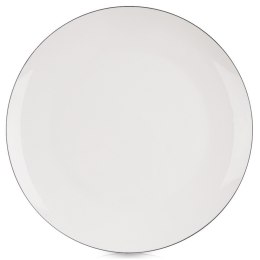 Duży Talerz Obiadowy Płytki Porcelanowy Biały z Czarną Obwódką 27 cm