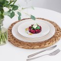 Duży Talerz Obiadowy Płytki Porcelanowy Biały z Czarną Obwódką 27 cm