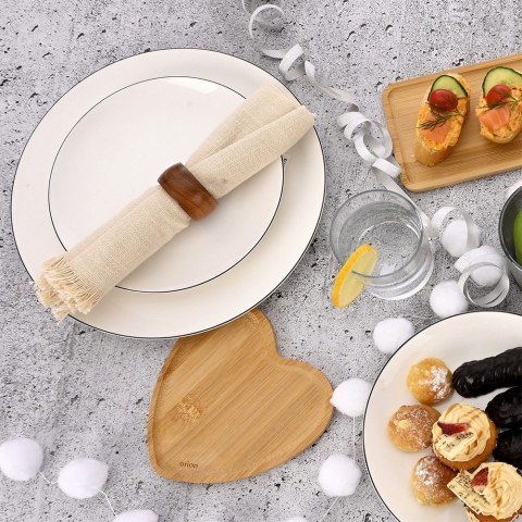 Duży Talerz Obiadowy Płytki Porcelanowy Biały z Czarną Obwódką 27 cm