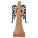 Figurka Dekoracyjna Anioł Drewniana Drewno Mango Metalowe Skrzydła 32,5 cm