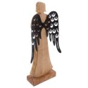 Figurka Dekoracyjna Anioł Drewniana Drewno Mango Metalowe Skrzydła 32,5 cm