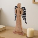 Figurka Dekoracyjna Anioł Drewniana Drewno Mango Metalowe Skrzydła 32,5 cm