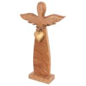 Figurka Dekoracyjna Anioł Drewniana Drewno Mango Złote Serce 26 cm ORION
