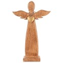 Figurka Dekoracyjna Anioł Drewniana Drewno Mango Złote Serce 42 cm ORION