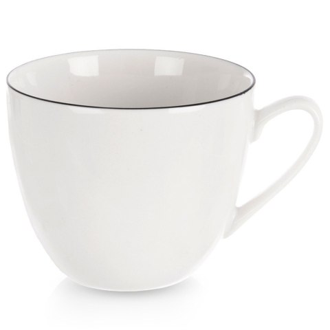 Filiżanka do Kawy Herbaty Porcelanowa Biała z Czarną Obwódką 200 ml