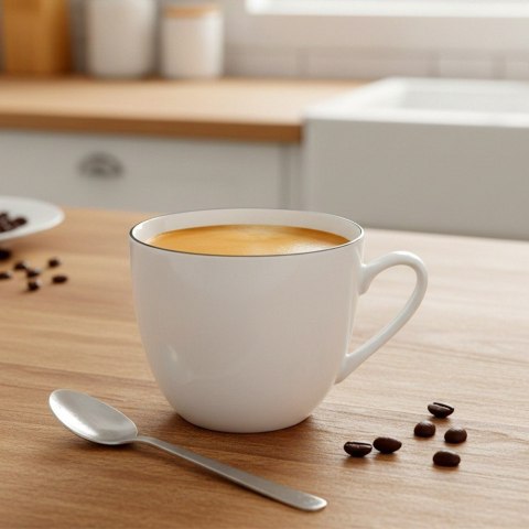 Filiżanka do Kawy Herbaty Porcelanowa Biała z Czarną Obwódką 200 ml