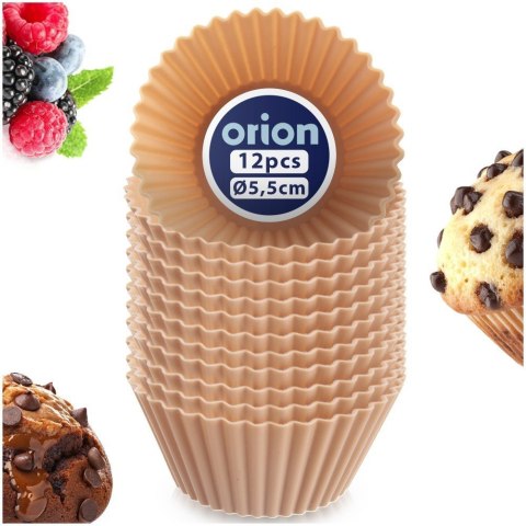 Foremki Silikonowe do Muffinek Babeczek Beżowe 12 szt. 5,5 cm ORION