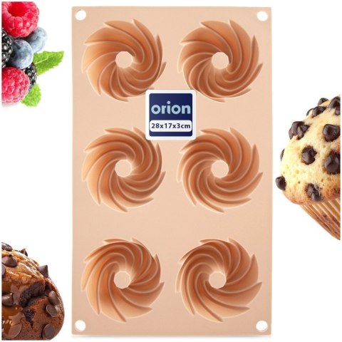 Forma Silikonowa do Muffinek Babeczek Wianki 6 szt. Beżowa 28 x 17 cm ORION