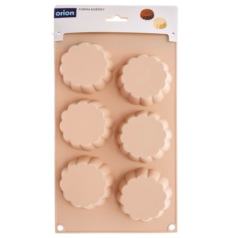 Forma Silikonowa do Muffinek Ciastek Kwiatki 6 szt. Beżowa 30 x 17,5 cm