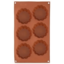 Forma Silikonowa do Muffinek Ciastek Kwiatki 6 szt. Brązowa 30 x 17,5 cm