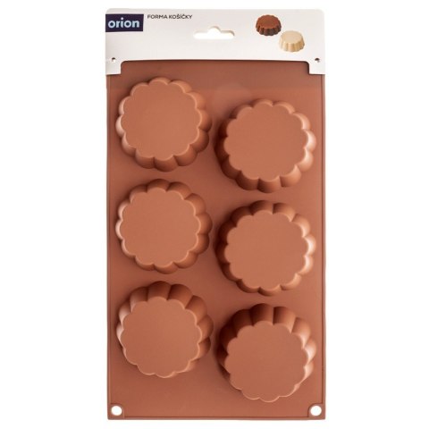 Forma Silikonowa do Muffinek Ciastek Kwiatki 6 szt. Brązowa 30 x 17,5 cm
