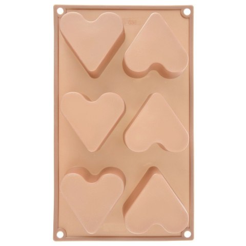 Forma Silikonowa do Muffinek Ciastek Serca 6 szt. Beżowa 29 x 17,5 cm ORION