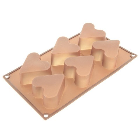 Forma Silikonowa do Muffinek Ciastek Serca 6 szt. Beżowa 29 x 17,5 cm ORION