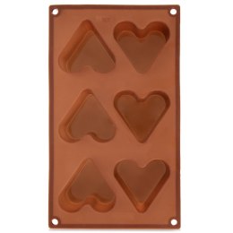Forma Silikonowa do Muffinek Ciastek Serca 6 szt. Brązowa 29 x 17,5 cm