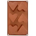 Forma Silikonowa do Muffinek Ciastek Serca 6 szt. Brązowa 29 x 17,5 cm