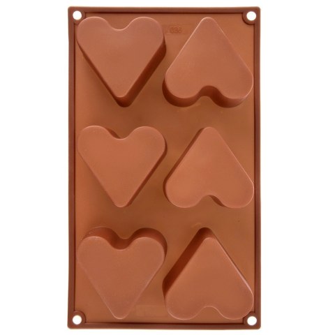 Forma Silikonowa do Muffinek Ciastek Serca 6 szt. Brązowa 29 x 17,5 cm
