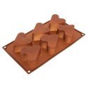 Forma Silikonowa do Muffinek Ciastek Serca 6 szt. Brązowa 29 x 17,5 cm