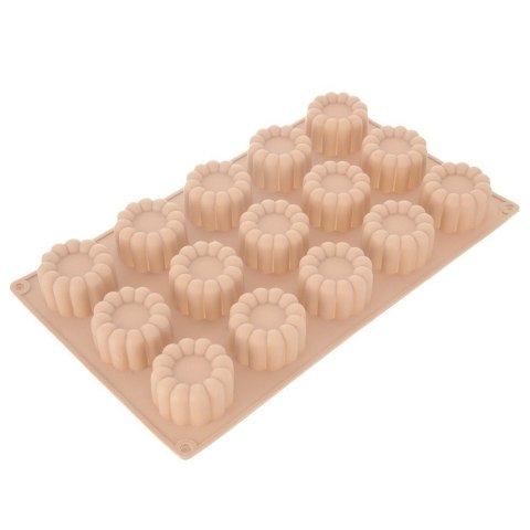 Forma Silikonowa na Czekoladki Praliny Kwiatki 15 szt. Beżowa 28 x 17 cm