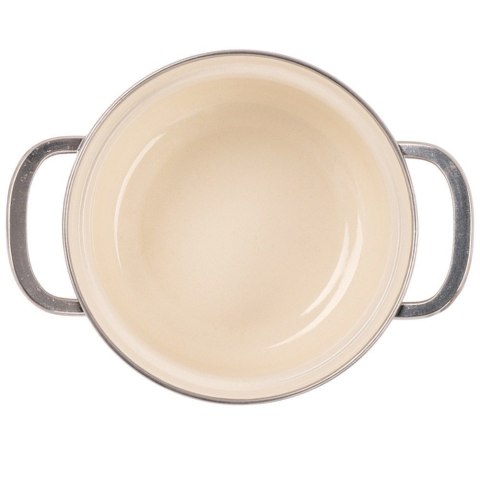 Garnek Emaliowany Kremowy w Kwiaty Maki 16 cm 0,95 L na Indukcję