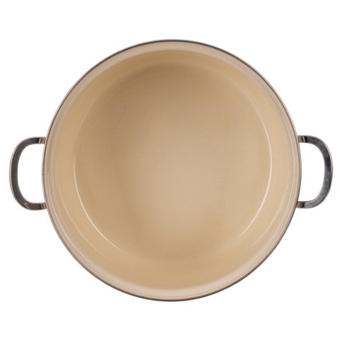 Garnek Emaliowany Kremowy w Kwiaty Maki 26 cm 5 L na Indukcję