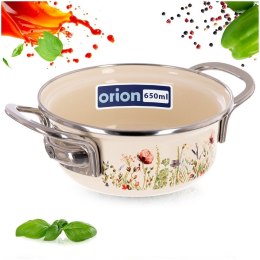 Garnek Emaliowany Retro Maki Kremowy z Uchwytami Indukcja 0,6 L 14 cm ORION