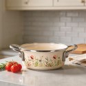 Garnek Emaliowany Retro Maki Kremowy z Uchwytami Indukcja 0,6 L 14 cm ORION
