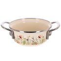 Garnek Emaliowany Retro Maki Kremowy z Uchwytami Indukcja 0,6 L 14 cm ORION