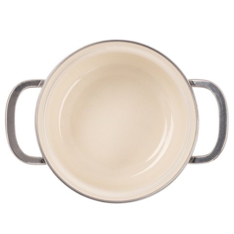 Garnek Emaliowany Retro Maki Kremowy z Uchwytami Indukcja 0,6 L 14 cm ORION