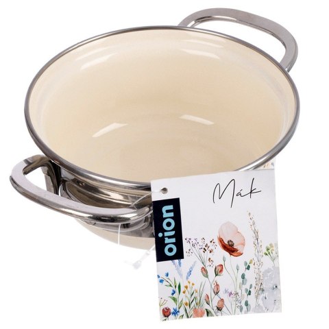 Garnek Emaliowany Retro Maki Kremowy z Uchwytami Indukcja 0,6 L 14 cm ORION