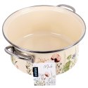 Garnek Emaliowany Retro Maki Kremowy z Uchwytami Indukcja 3,8 L 24 cm ORION