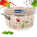 Garnek Emaliowany Retro Maki Kremowy z Uchwytami Indukcja 3,8 L 24 cm ORION