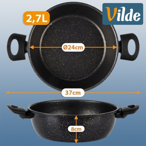 Garnek Granitowy Non-Stick do Gotowania Duszenia Czarny 2,7 L VILDE