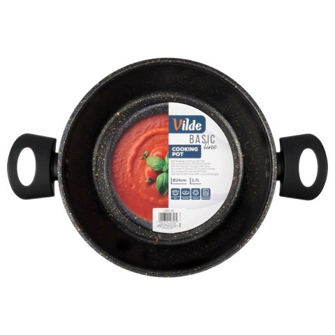 Garnek Granitowy Non-Stick do Gotowania Duszenia Czarny 2,7 L VILDE