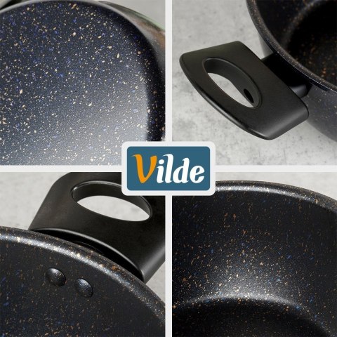 Garnek Granitowy Non-Stick do Gotowania Duszenia Czarny 2 L VILDE