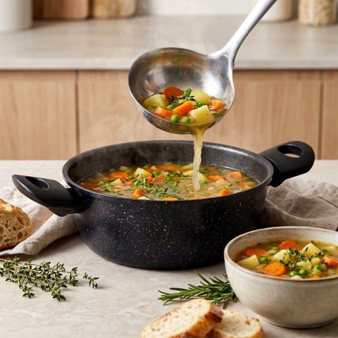 Garnek Granitowy Non-Stick do Gotowania Duszenia Czarny 2 L VILDE