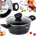 Garnek Granitowy z Pokrywką Indukcja Czarny 2,2 L 20 cm VILDE