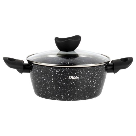 Garnek Granitowy z Pokrywką Indukcja Czarny 2,2 L 20 cm VILDE