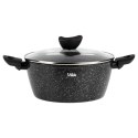 Garnek Granitowy z Pokrywką Indukcja Czarny 3,6 L 24 cm VILDE
