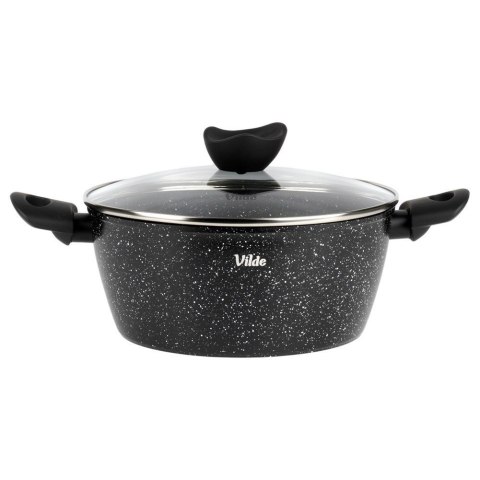 Garnek Granitowy z Pokrywką Indukcja Czarny 3,6 L 24 cm VILDE