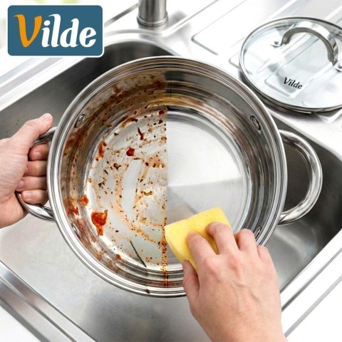 Garnek Stalowy z Pokrywką na Indukcję Miarka Inoxcellent 1,75 L 16 cm VILDE