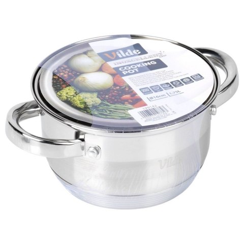 Garnek Stalowy z Pokrywką na Indukcję Miarka Inoxcellent 1,75 L 16 cm VILDE
